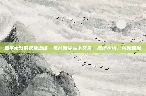 血本无归的快捷通道，电商账号私下交易，法律不认，风险自担