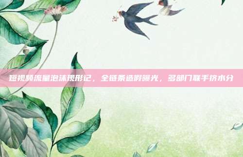 短视频流量泡沫现形记,全链条造假曝光,多部门联手挤水分