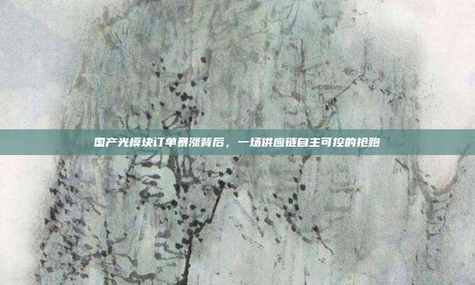 国产光模块订单暴涨背后，一场供应链自主可控的抢跑