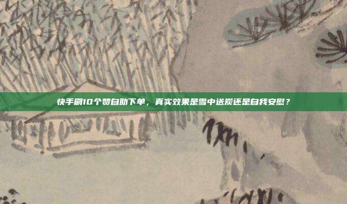 快手刷10个赞自助下单,真实效果是雪中送炭还是自我安慰?