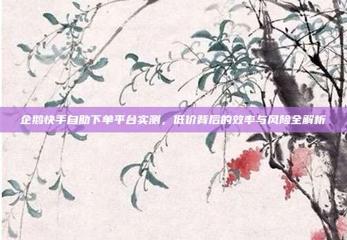 企鹅快手自助下单平台实测，低价背后的效率与风险全解析