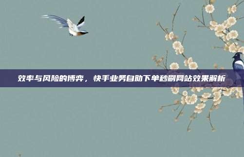 效率与风险的博弈，快手业务自助下单秒刷网站效果解析