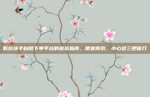 低价快手自助下单平台的避坑指南，便宜背后，小心这三把暗刀