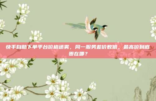 快手自助下单平台价格迷雾,同一服务差价数倍,最高价到底贵在哪?