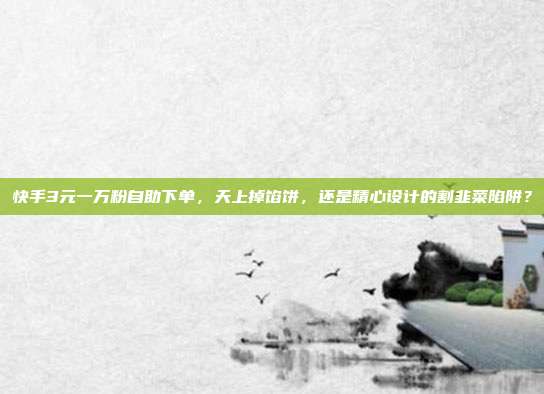 快手3元一万粉自助下单,天上掉馅饼,还是精心设计的割韭菜陷阱?