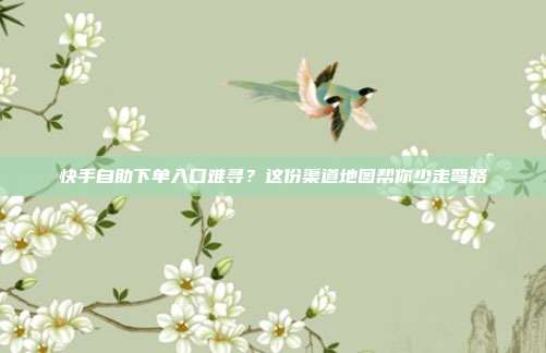快手自助下单入口难寻?这份渠道地图帮你少走弯路