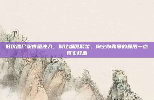 低价僵尸粉批量注入,别让虚假繁荣,掏空你账号的最后一点真实权重