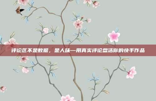 评论区不是数据，是人味—用真实评论盘活你的快手作品
