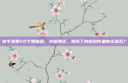 快手免费50个赞体验,小额测试,竟成了内容创作者的试金石?