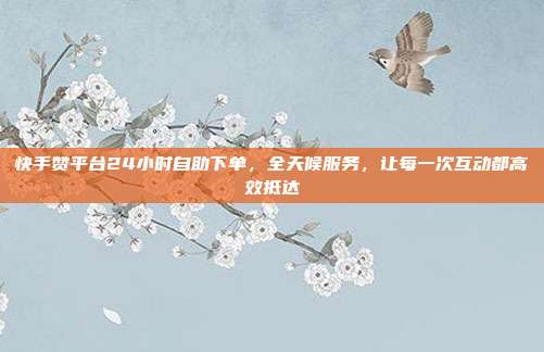 快手赞平台24小时自助下单,全天候服务,让每一次互动都高效抵达