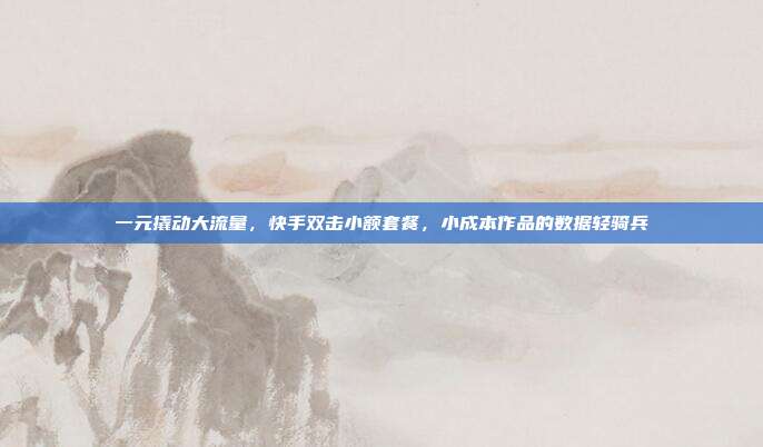 一元撬动大流量，快手双击小额套餐，小成本作品的数据轻骑兵