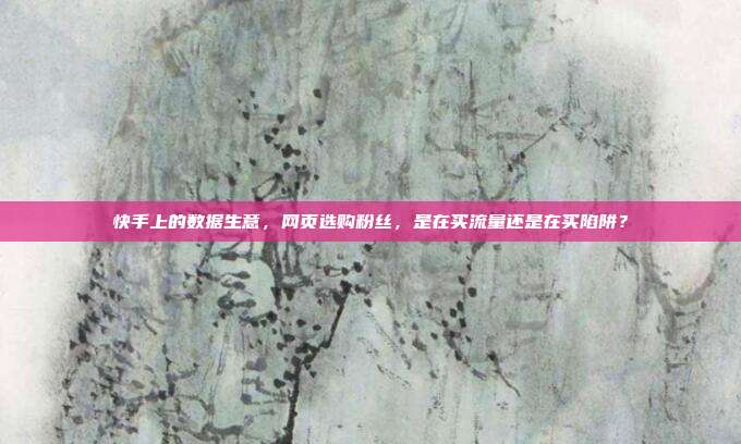 快手上的数据生意，网页选购粉丝，是在买流量还是在买陷阱？