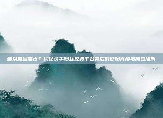 告别流量焦虑？揭秘快手粉丝免费平台背后的涨粉真相与体验陷阱