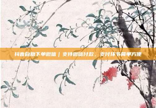 抖音自助下单微信|支持微信付款,支付环节简单方便