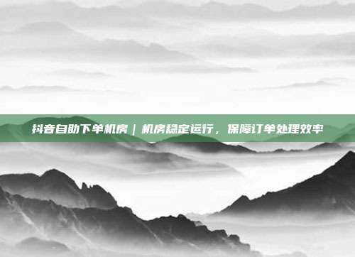 抖音自助下单机房|机房稳定运行,保障订单处理效率