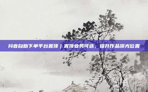 抖音自助下单平台置顶｜置顶业务可选，提升作品曝光位置