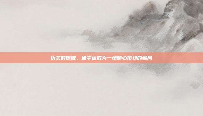 伪装的锦鲤，当幸运成为一场精心策划的骗局