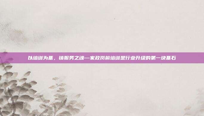 以培训为基,铸服务之魂—家政岗前培训是行业升级的第一块基石