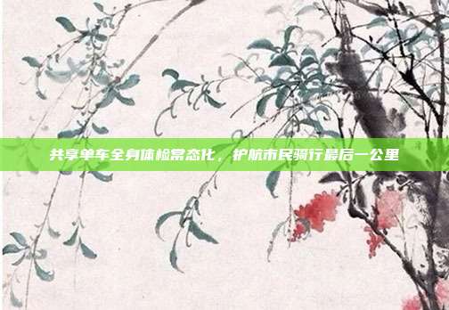 共享单车全身体检常态化,护航市民骑行最后一公里