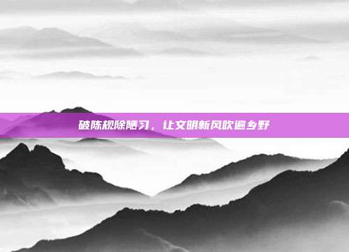 破陈规除陋习，让文明新风吹遍乡野