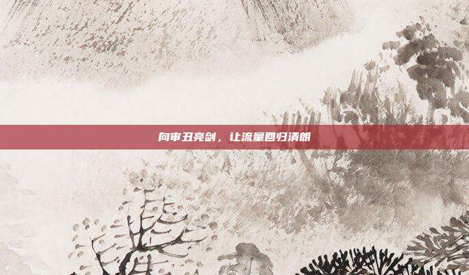 向审丑亮剑，让流量回归清朗