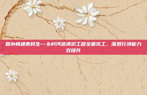 碧水畅通惠民生—乡村河道清淤工程全面完工，灌溉行洪能力双提升