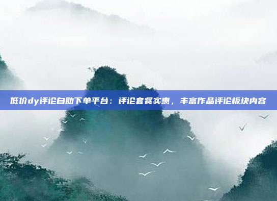 低价dy评论自助下单平台：评论套餐实惠，丰富作品评论板块内容