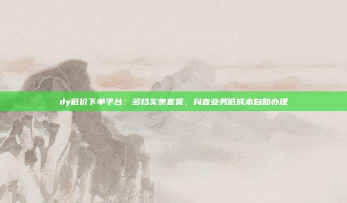 dy低价下单平台：多档实惠套餐，抖音业务低成本自助办理