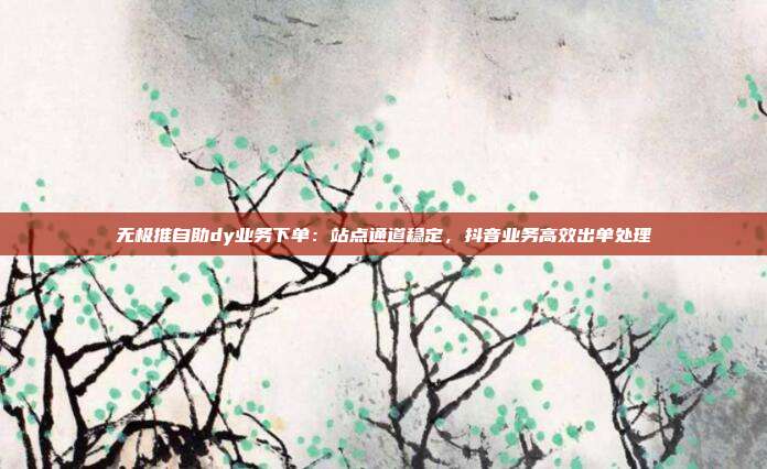 无极推自助dy业务下单:站点通道稳定,抖音业务高效出单处理