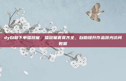 dy自助下单播放量:播放量套餐齐全,自助提升作品曝光访问数据