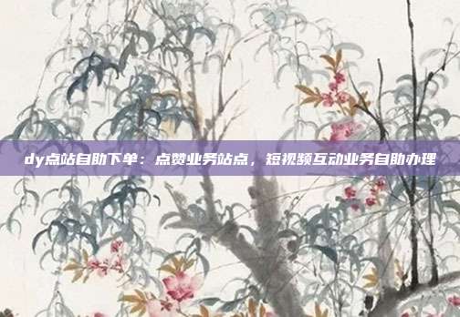 dy点站自助下单：点赞业务站点，短视频互动业务自助办理