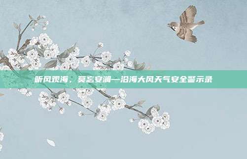 听风观海,莫忘安澜—沿海大风天气安全警示录