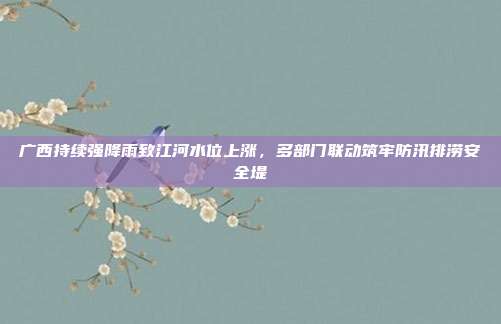 广西持续强降雨致江河水位上涨,多部门联动筑牢防汛排涝安全堤