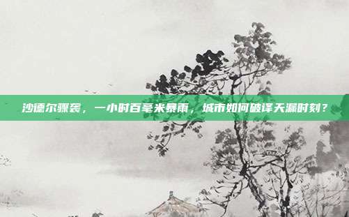 沙德尔骤袭,一小时百毫米暴雨,城市如何破译天漏时刻?