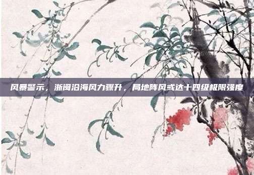 风暴警示，浙闽沿海风力骤升，局地阵风或达十四级极限强度