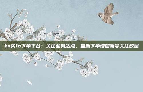 ks买fo下单平台:关注业务站点,自助下单增加账号关注数量