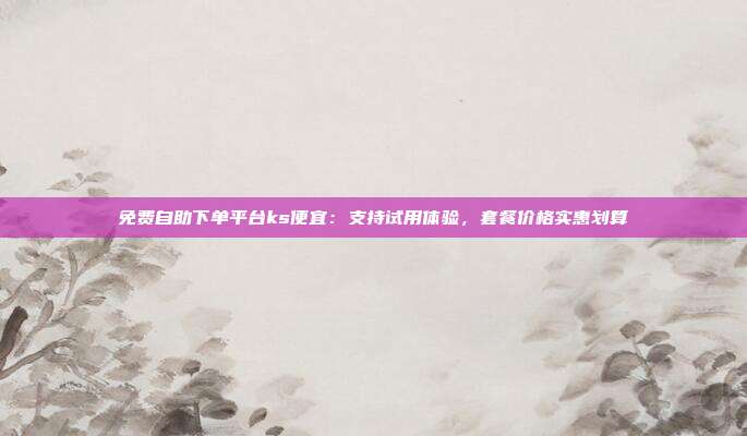 免费自助下单平台ks便宜:支持试用体验,套餐价格实惠划算