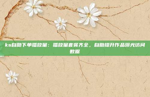 ks自助下单播放量：播放量套餐齐全，自助提升作品曝光访问数据