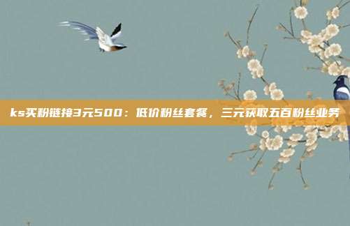 ks买粉链接3元500：低价粉丝套餐，三元获取五百粉丝业务