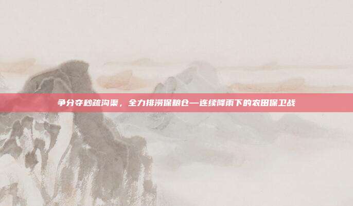 争分夺秒疏沟渠,全力排涝保粮仓—连续降雨下的农田保卫战