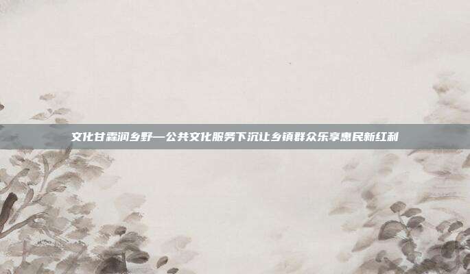 文化甘霖润乡野—公共文化服务下沉让乡镇群众乐享惠民新红利