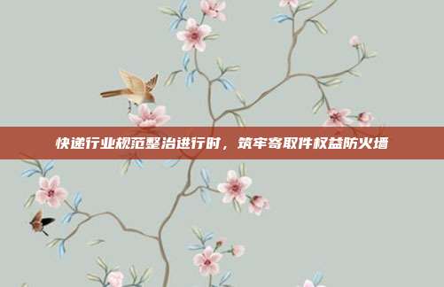 快递行业规范整治进行时,筑牢寄取件权益防火墙