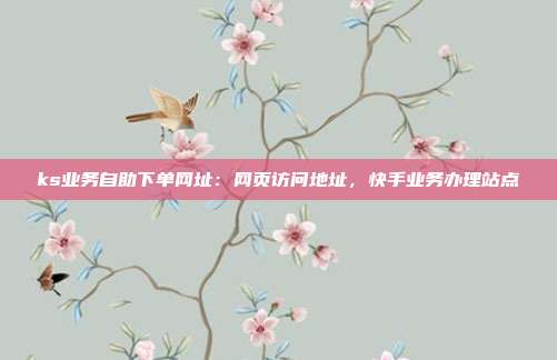 ks业务自助下单网址：网页访问地址，快手业务办理站点