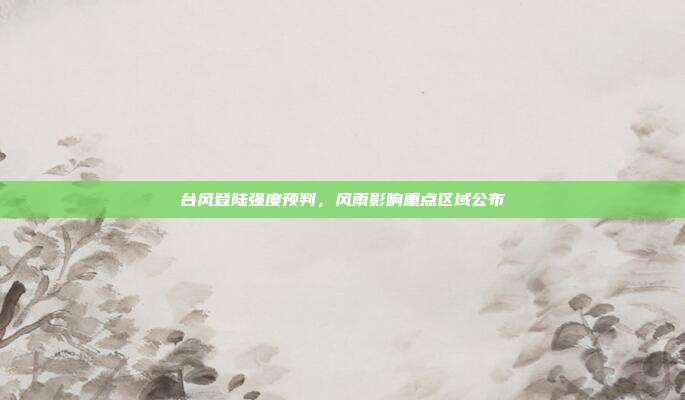 台风登陆强度预判,风雨影响重点区域公布