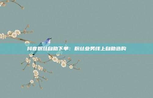 抖音粉丝自助下单:粉丝业务线上自助选购