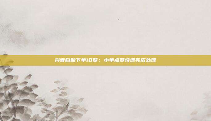 抖音自助下单10赞：小单点赞快速完成处理