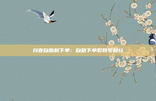 抖音自助粉下单:自助下单取账号粉丝