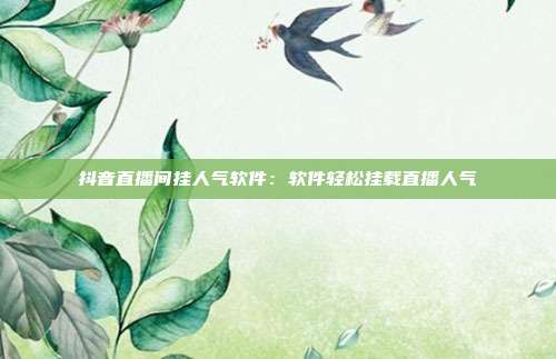 抖音直播间挂人气软件:软件轻松挂载直播人气