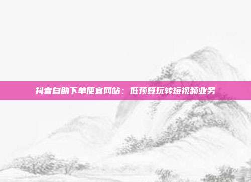 抖音自助下单便宜网站:低预算玩转短视频业务