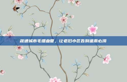 疏通城市毛细血管,让老旧小区告别逢雨必涝